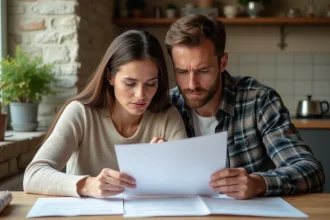 Couple consultant des documents administratifs pour la transcription de mariage à Nantes