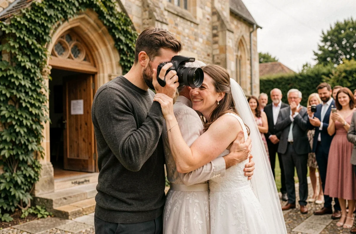 Vidéaste Flashback Production capturant une scène émotionnelle lors d'un mariage à Bordeaux