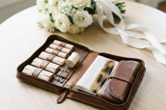 Trousse de secours et accessoires préparés pour un mariage