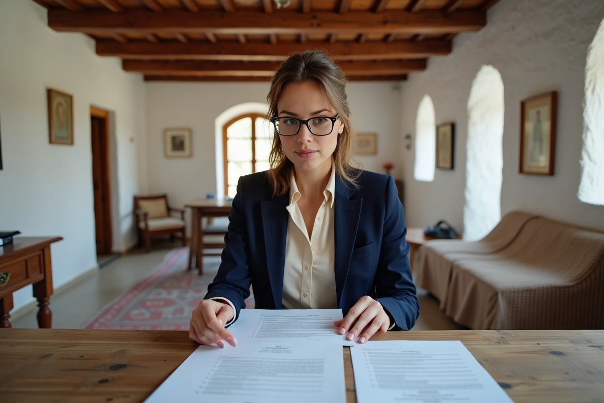 Wedding planner albanaise consultant des documents de mariage dans une maison d'hôtes traditionnelle albanaise